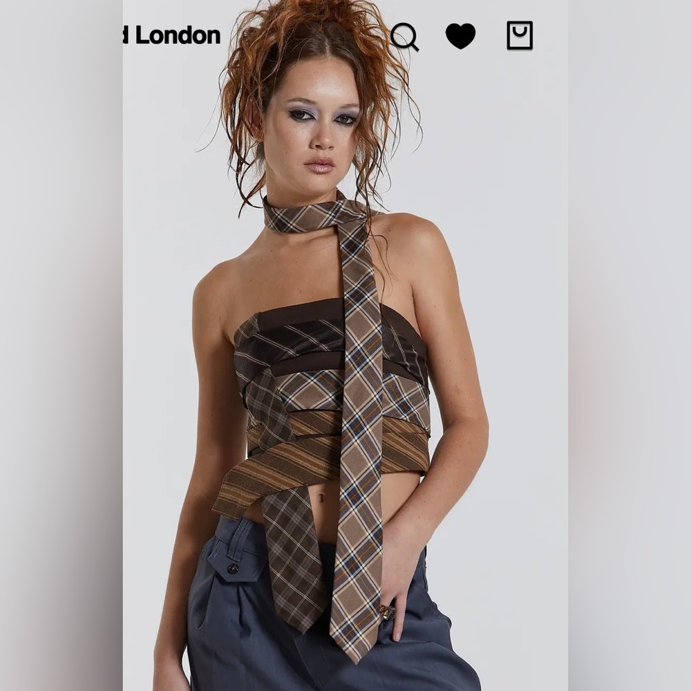 All Tied Up Top in Tartan Print Jaded Woman London